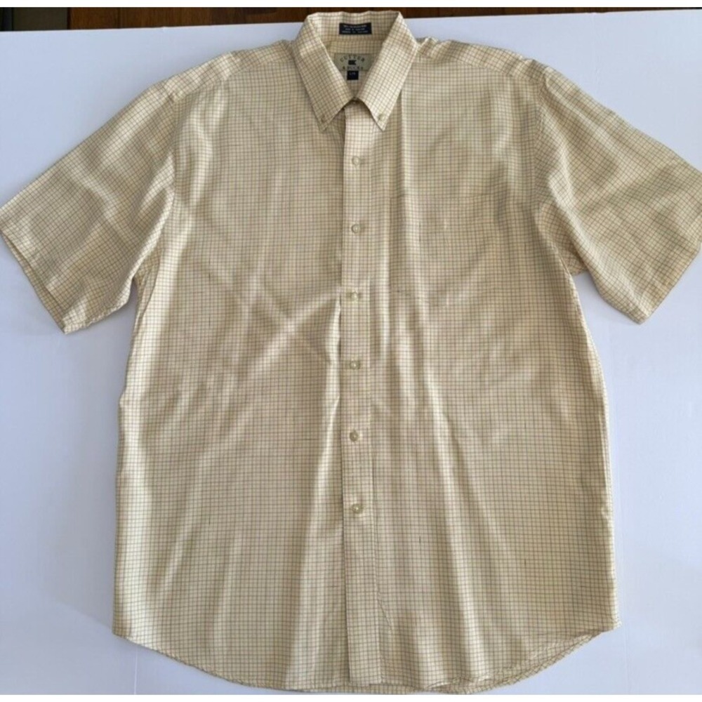 Cutter & Buck Mens Short Sleeve Plaid Button Up Shirt - Size L - Beige Black - Picture 2 of 5